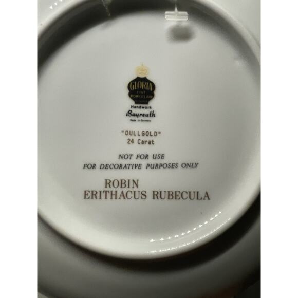 Four Gloria Porcelain Bayreuth Germany Decorative Bird Plates 24k Gold Rim - Picture 5 of 10